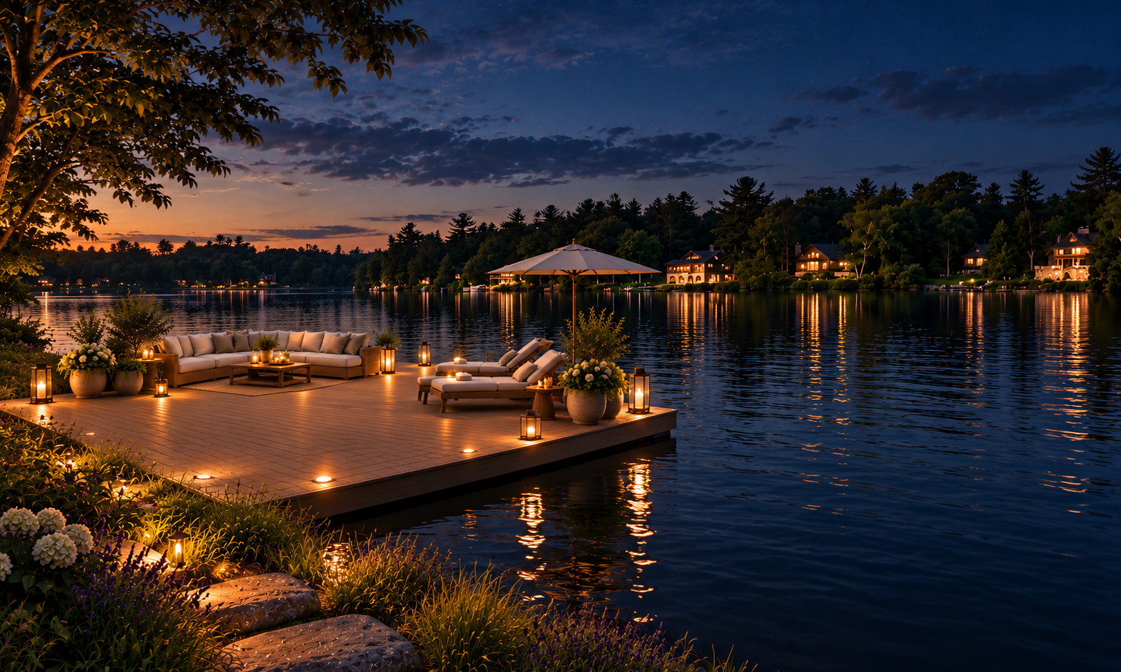 Hidden Pilings Luxury Dock at Night